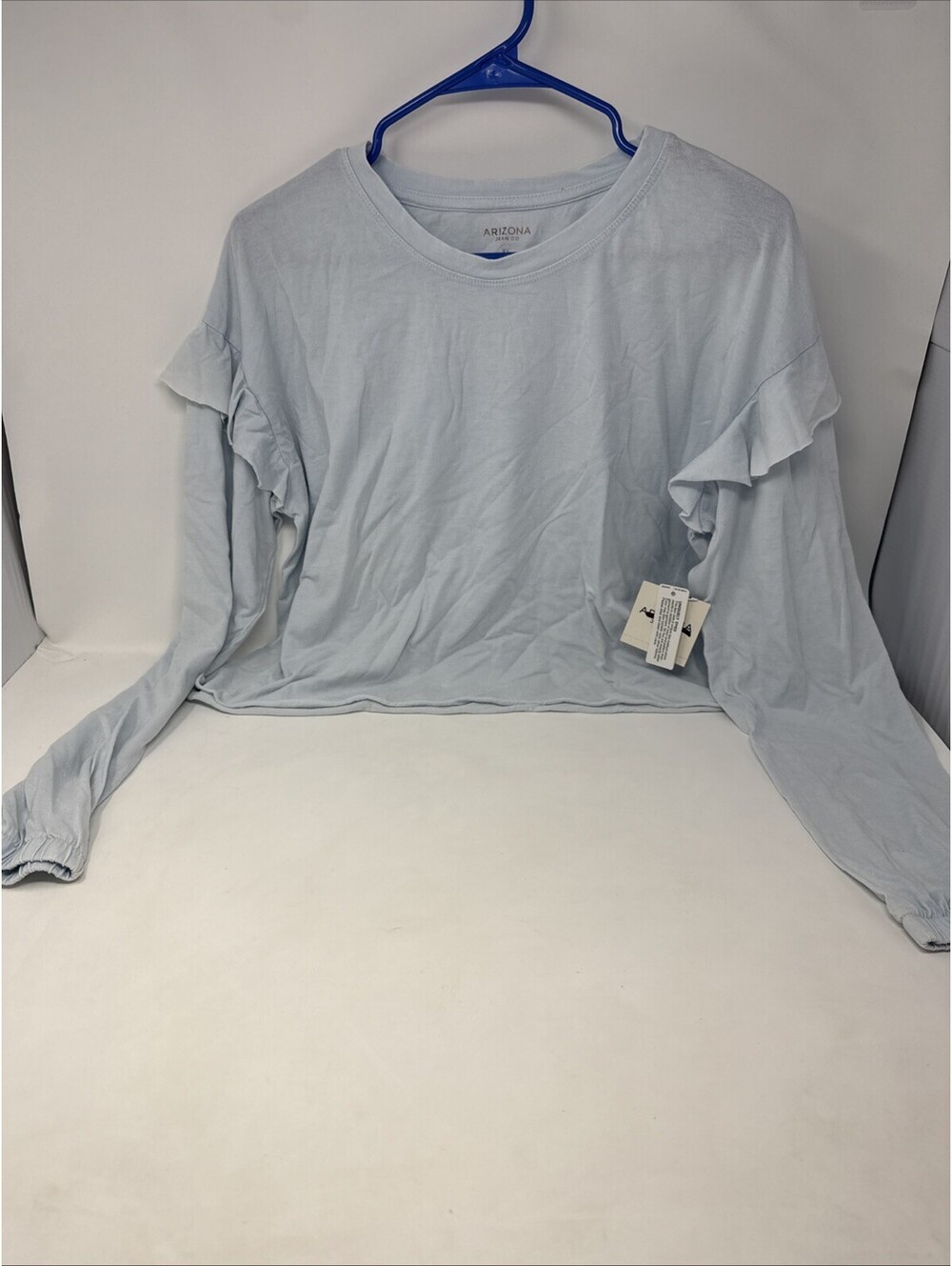 Arizona Jean Co Light Blue Long Sleeve Crop Shirt Size XL